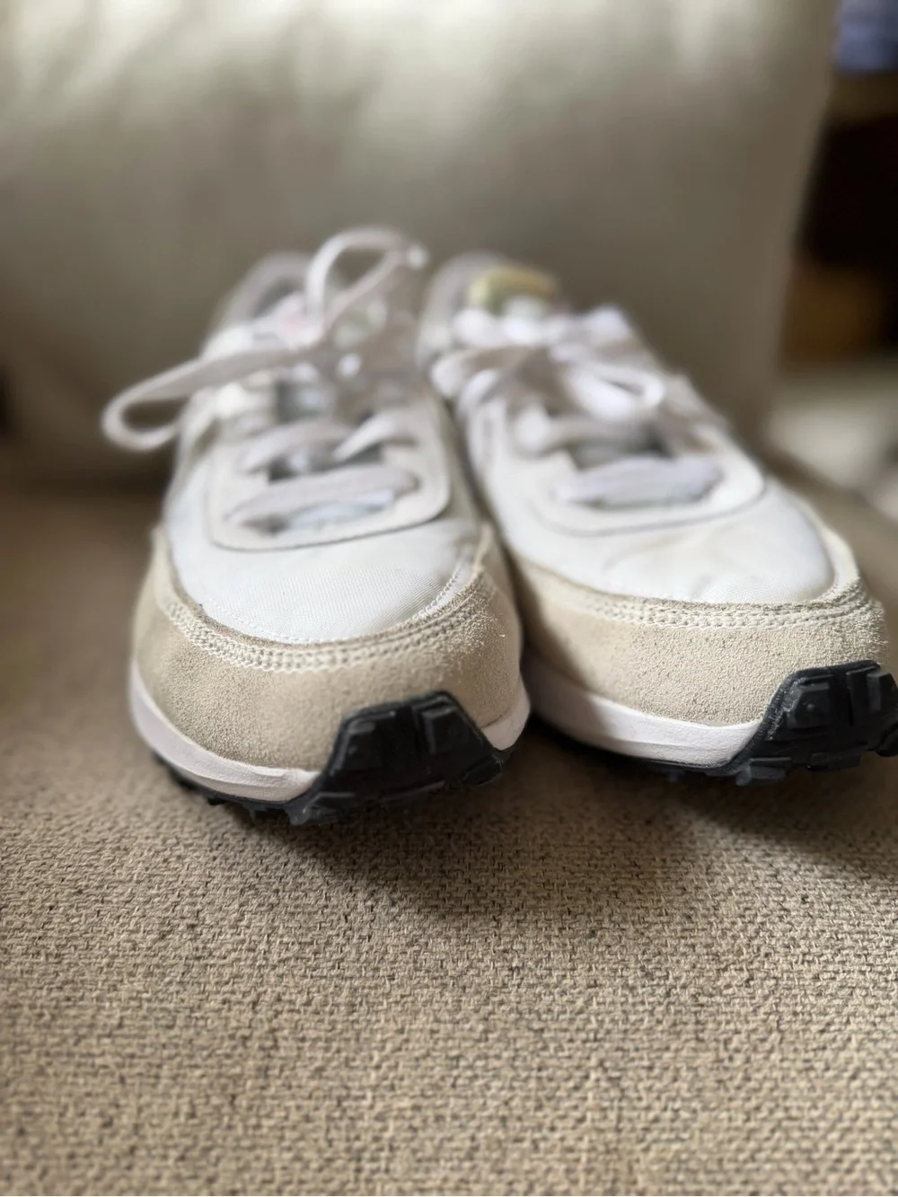 Nike Women's White and Beige Platform Sneakers